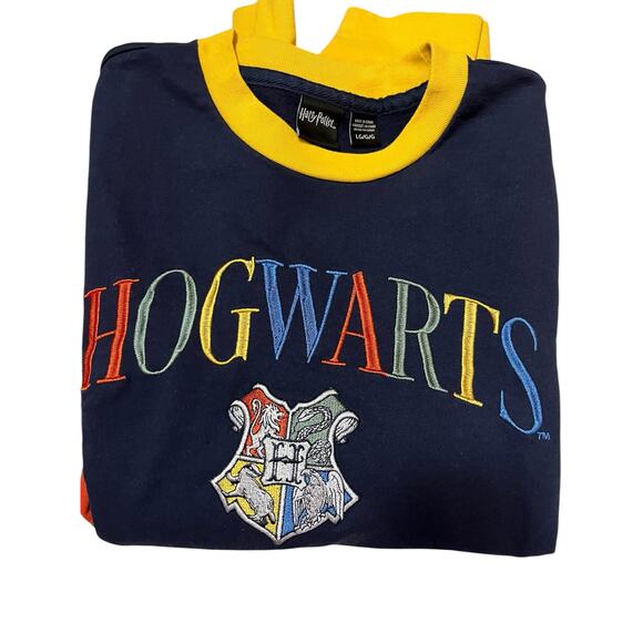 Happy Potter Sweatshirt Hogwarts with school crest Color block Large - Picture 3 of 4
